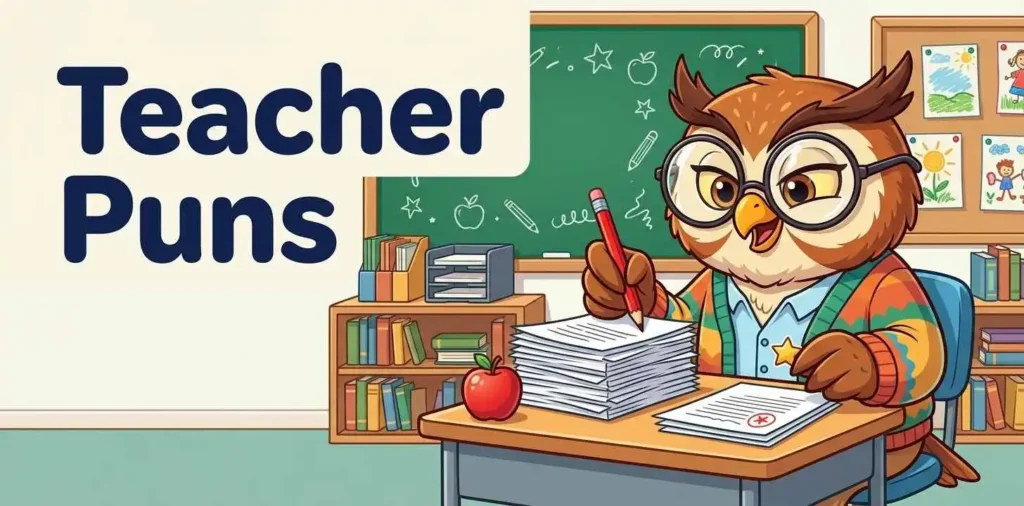 owl teacher grading classroom papers